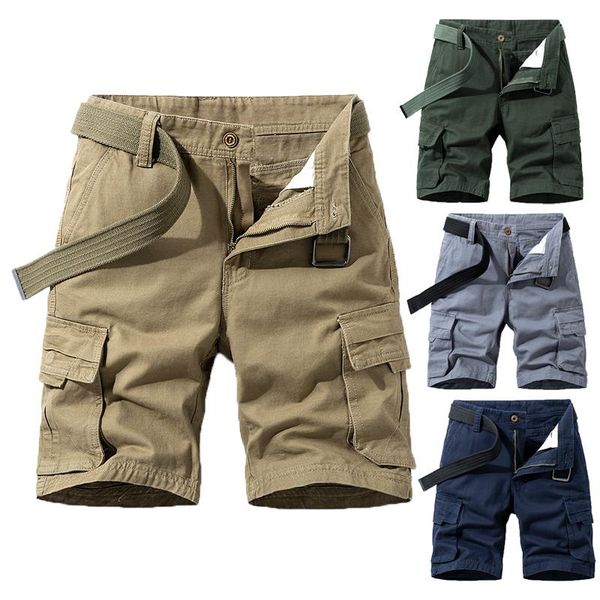 

men's shorts 2022 summer solid color fashion cotton casual breeches cargo men breathable quick dry multi pocket hip hop short, White;black