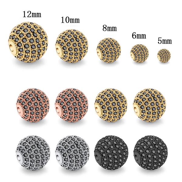 Классические металлические бусины CZ Micro Pave Copper Bead Charm для ювелирных украшений 8 10 мм