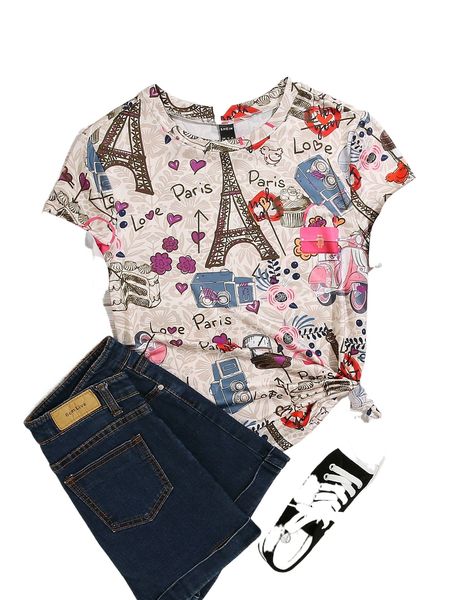 

tower & letter graphic tee b5hy#, White