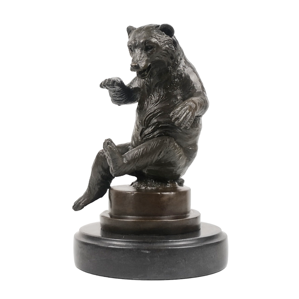 

bronze naughty bear sculptures statue marble base wildlife animal figurine vintage art for home decor birthday gifts, Silver