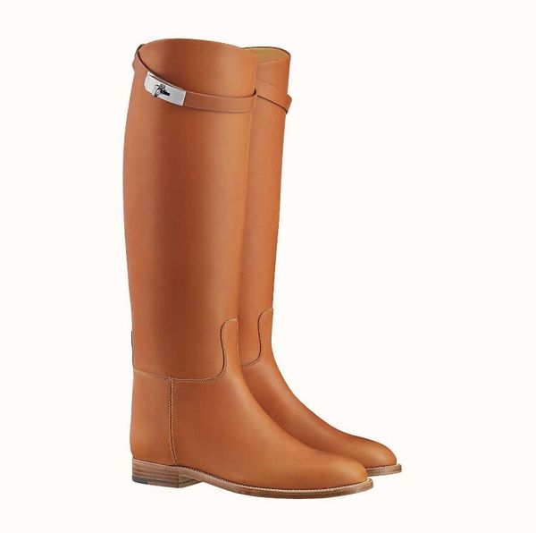 

new perfect brands jumping tall boots kelly buckles womens genuine leather knee-boots black brown ladies martin booties female knight boot s