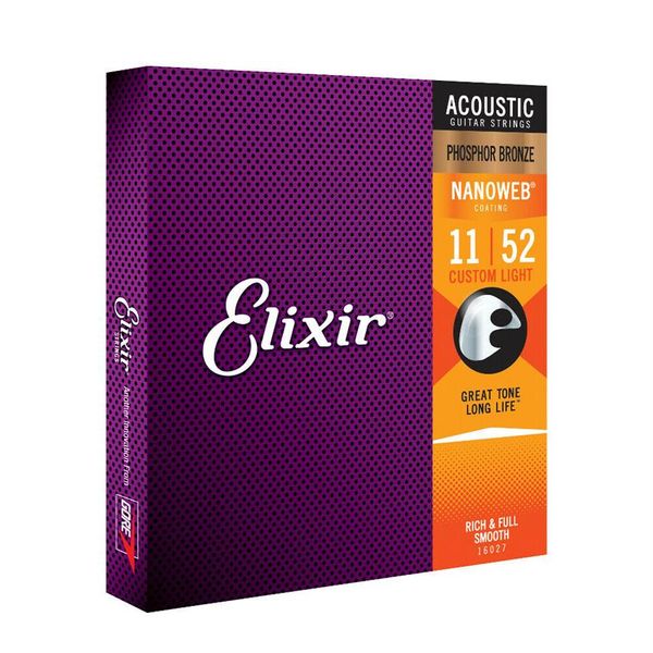 

elixir nanoweb 16027 custom light p/b coated acoustic guitar strings 11 - 52233c