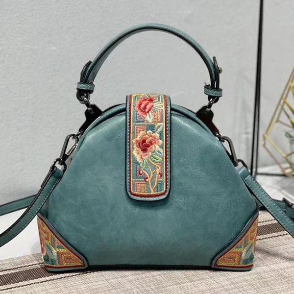 Abendtaschen Retro Stickerei Luxus Handtaschen Frauen Designer 2022 Sommer Chinesischen Stil Einkaufen Handtasche Dame Leder Floral Umhängetasche