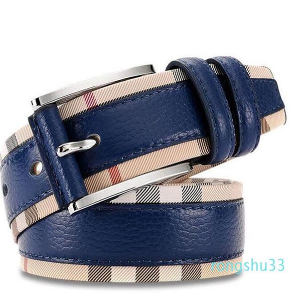 

new luxury genuine leather belt for men and women fashion pin buckle plaid belt cowhide designer belts229k, Black;brown