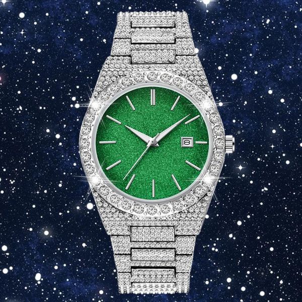 

wristwatches drop bling iced out watch for men fashion quartz mens watches hip hop diamond men's stainless steel relogiowristwatche, Slivery;brown