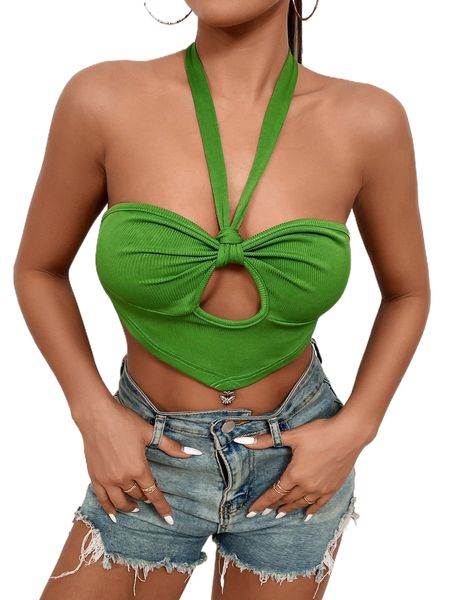

cut out front halter h3y7#, White