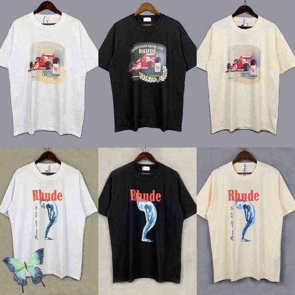 

brand designer t shirt rhude racing car print t-shirt oversize men home, White;black