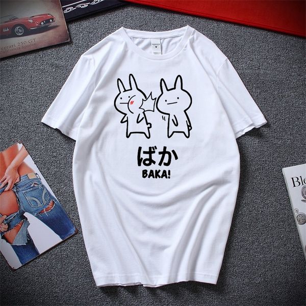 

baka rabbit slap t shirt japan funny anime men short sleeve cotton oneck tee novelty japanese tshirt eu size 220624, White;black