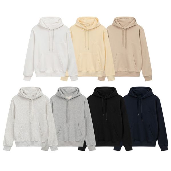 

fashion classic embroidered logo terry hoodie sweatshirts couple pullover men's sweater street style european american brand, Black