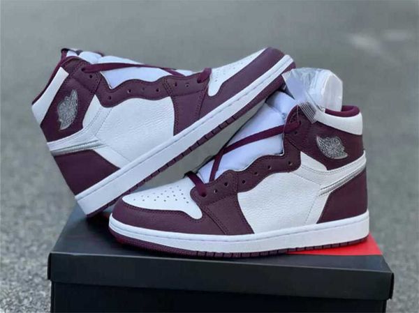 

brand shoes high og 1 bordeaux outdoor men women white metallic silver hand crafted sports sneakers origingl
