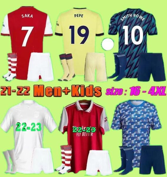 

21 22 pepe saka jerseys gunners Ã¸degaard thomas willian nicolas tierney smith rowe arsen 2021 2022 soccer football shirt men + kids kit, Black;yellow