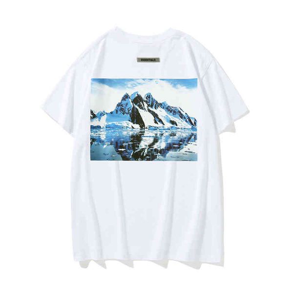 

50% discount bagsfog god bear multi of thread essentials glacier snow mountain printed short sleeve t-shirt for men and women, White;black