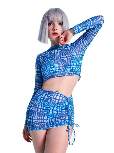 

romwe 4pack all over print bikini swimsuit with cover ups v9b5#, White;black