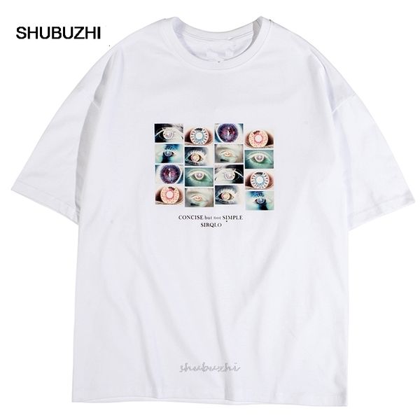 

streetwear hip hop t shirt eye print men harajuku tshirt summer short sleeve t-shirt cotton white tees street wear 220419, White;black