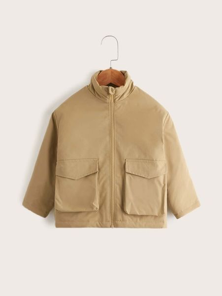 

toddler boys zip up flap pocket winter coat she, Blue;gray