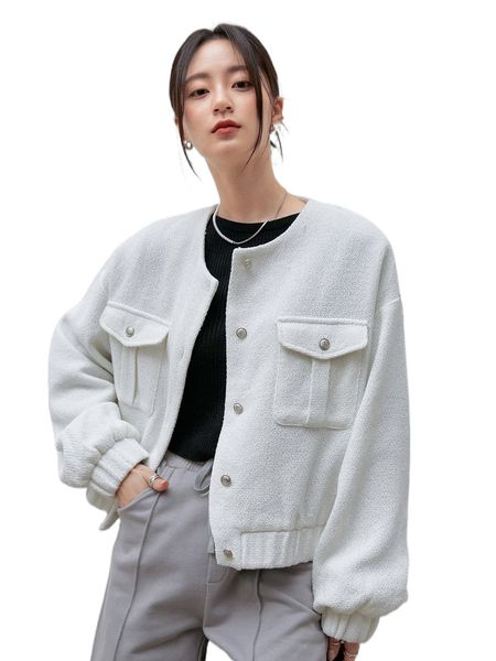 

dazy-less flap pocket drop shoulder jacket c5ad#, Black;brown
