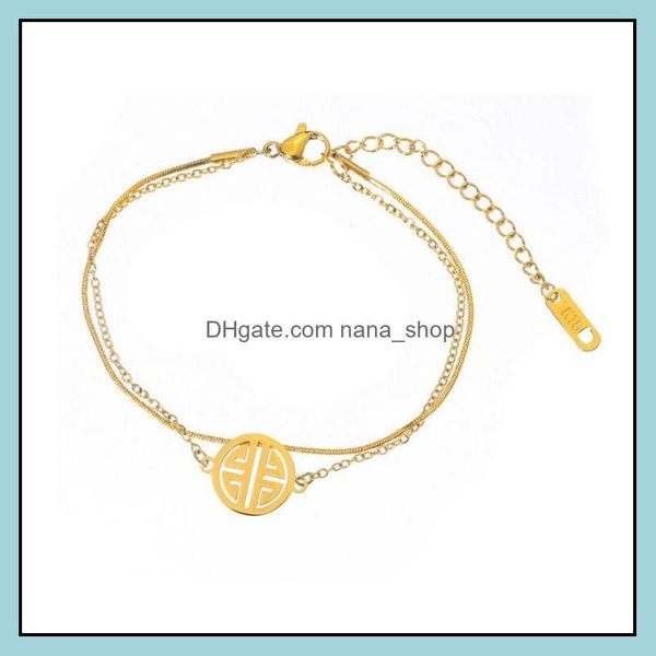 

anklets jewelry gold stainless steel anklet bracelet for women lucky transfer round card double layer summer foot chain beach barefoot leg d, Red;blue