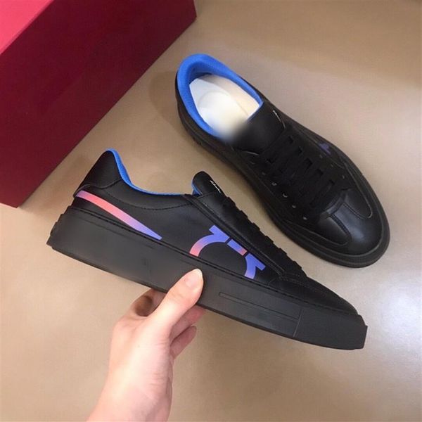 

fashion casual men designer shoes letter printed leather luxury mens sneakers trainers shoe streetwear outdoor for traveling with 243z, Black