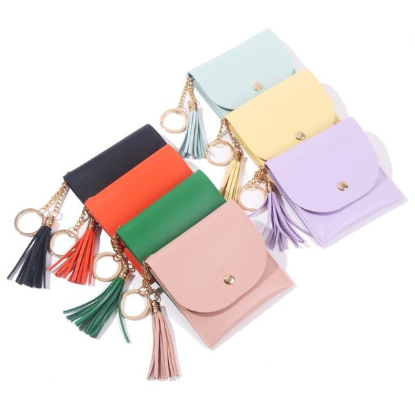 

tassel key ring bags purse credit card holder candy color fashion bangle solid plain bracelet wallet european america bracelet party favor b, White