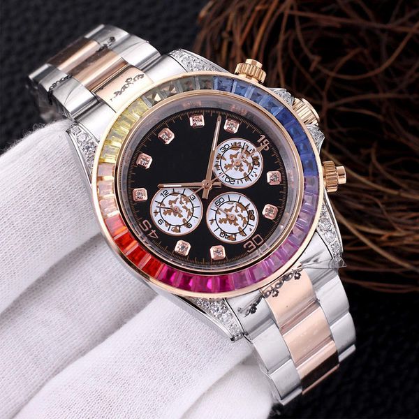 

casual mens watches 40mm automatic mechanical watch stainless steel strap gold wristwatch life waterproof design multi-function wr256i, Slivery;brown