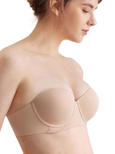 

luvlette smooth sculpt stay put strapless bra 959t#, Black;red