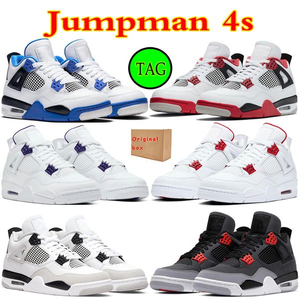 

with box 4 men women shoes 4s jumpman j4 basketball motorsports metallic red university blue military bred royalty canvas what the sports sn