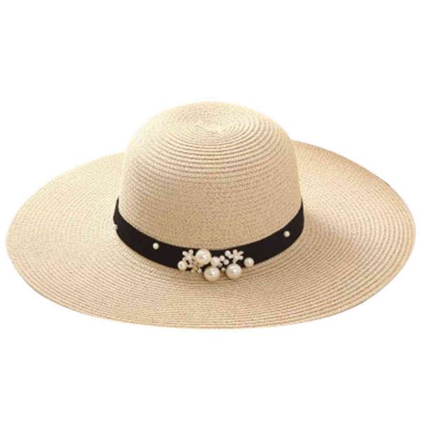 Strand Strohhut Frauen Jazz Sonnenschirm Panama Damen Fedora Hut Breiter Krempe Outdoor UV Schutz Mode Weibliche Gangster Kappe G220301