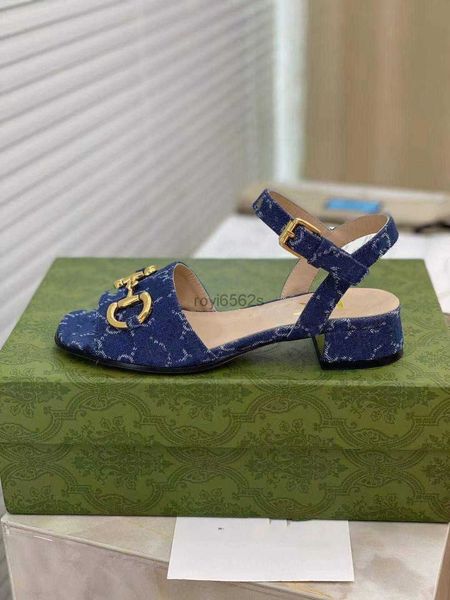 

100% leather rough heel woman shoes fashion metal buckle sandals soft cattle womens beach large size 34-40, Black