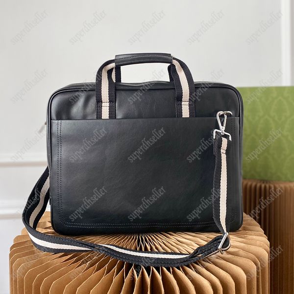 Pouca de couro de ombro de alta qualidade masculino Bolsas de negócios Moda Crossbody Bolsas pretas Bolsa de laptop de designer de luxo corpo transversal multifuncional