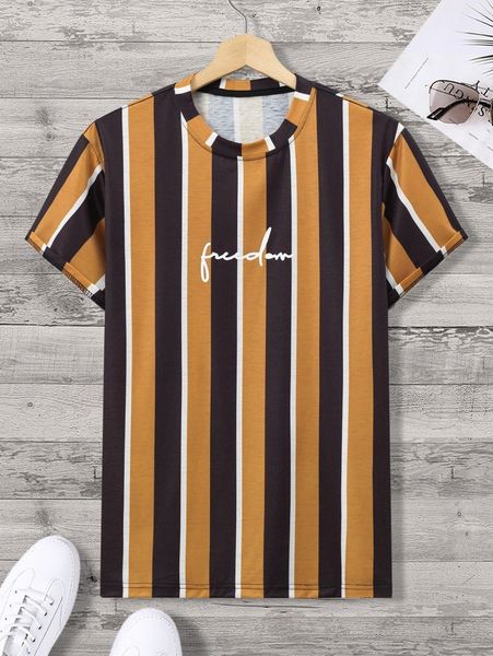 

men letter graphic block striped tee u01y#, White;black