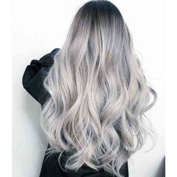 

hair synthetic wigs cosplay whimsical w synthetic long wavy ombre wigs black gray wig for women party cosplay heat resistant hair 220225