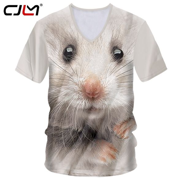 Herrenhemden Casual Animal White Mouse V-Ausschnitt T-Shirt Drop Summer China 3D TShirt Lieferanten Großhandel 220623