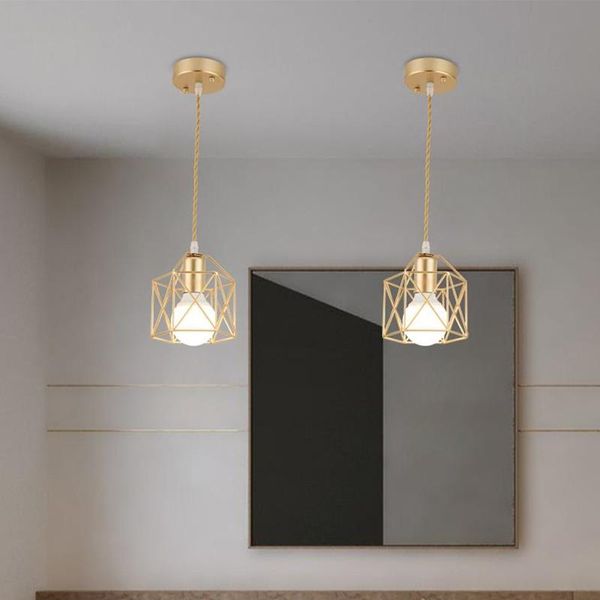 Lâmpadas pendentes da sala de estar moderna lustre lustre preto ferro de ouro minimalista Metal Cage Restaurant Shop bar decorativo lampespondes