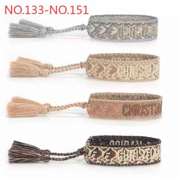 

designer women woven bracelet bracelets men charm 2022 friendship adjustable embroidery tassel vintage couple braided jewelry with clear bag, Golden;silver