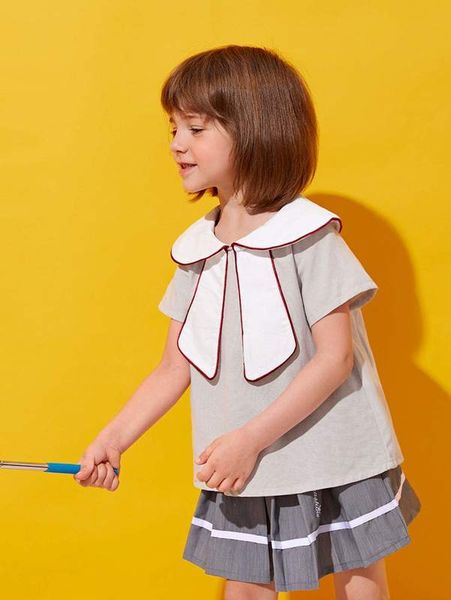 

sheen little girl's back keyhole splicing collar she, White;black