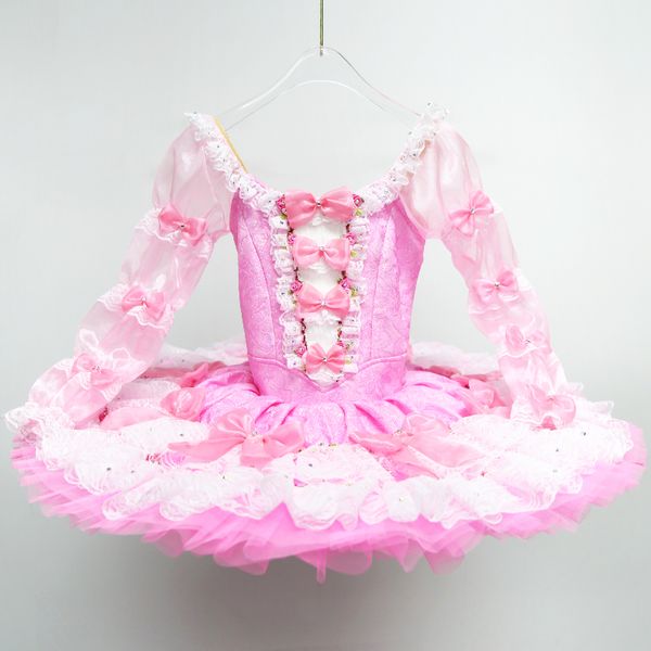 New Style Dancewear For Kid Black Classic Fairy Abito a maniche lunghe Costumi di balletto Factory Wear Knee On Tutu Body