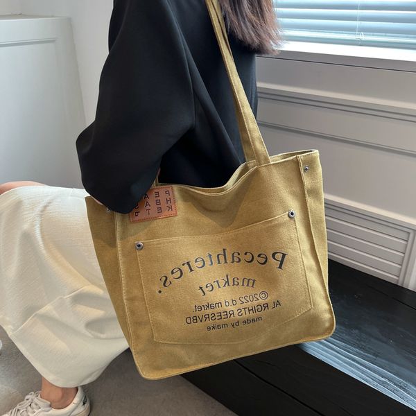 

designer bags large capacity canvas women's 2022 summer new popular versatile shoulder college student class tote