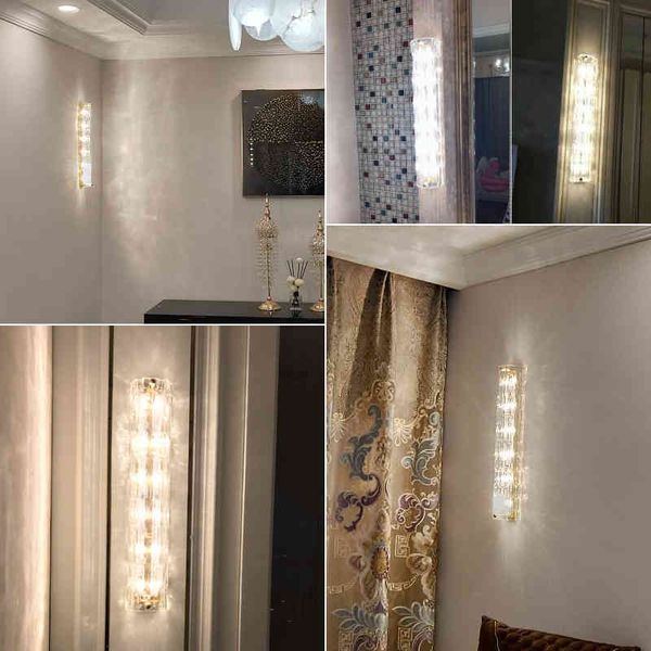 

pendant lamps light luxury all copper wall lamp modern simple crystal living room tv background bedroom mirror cabinet aisle creative
