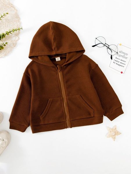 

toddler boys waffle knit zipper hooded jacket she, Blue;gray
