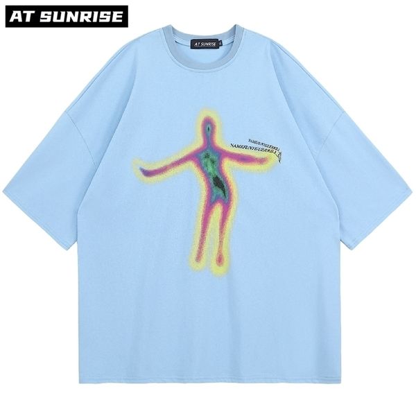 

oversized t shirt distorted portrait printing tshirt hip hop summer short sleeve streetwear retro men tees blue 220608, White;black