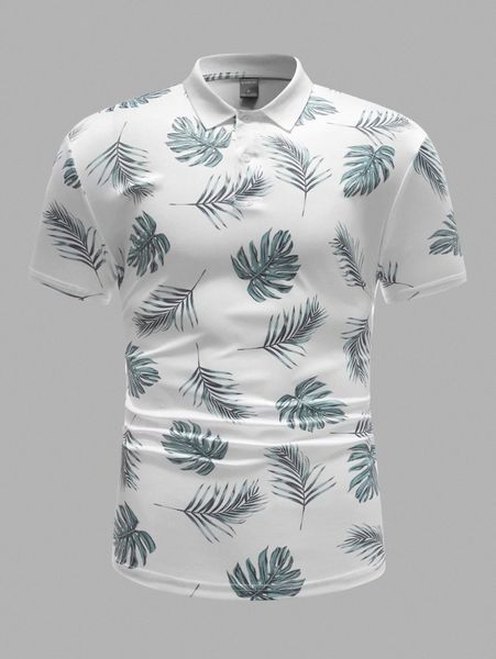 

men tropical print polo shirt f8xq#, White;black