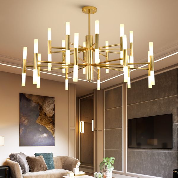 Moderna designer de moda lâmpada de ouro preto diodo emissor de diodo emissor de luzes teto art deco lâmpada de luz lustre de candelabro para cozinha sala de estar loft