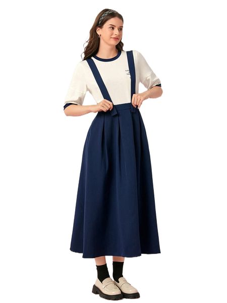 

solid pinafore skirt o0iy#, Black