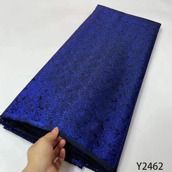 

2022 latest french brocade lace fabric 5yards african fabric embroidery jacquard tissue for wedding y2462, Black;white