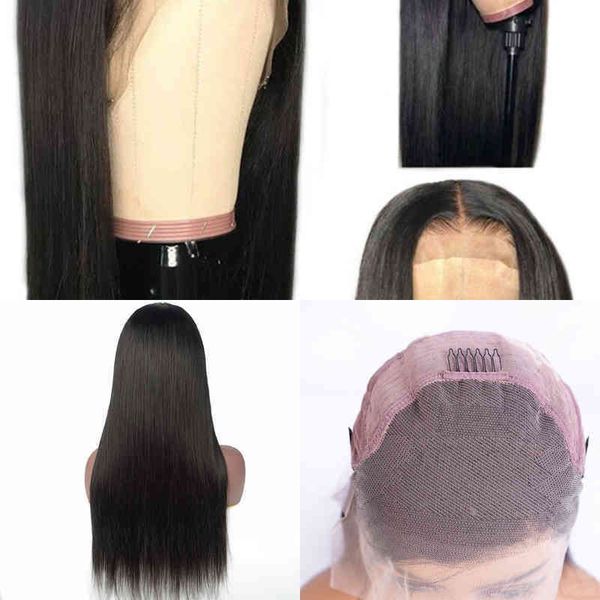 

nxy wigs human hair straight lace front wig, Black;brown