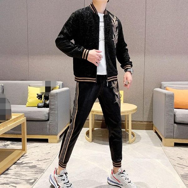 Erkekler Trailsits Sets Sports Mens Sonbahar Moda Zippers Ceketler Sıradan Pantolon High Street Kore Stil 2022 Erkek İki Parçalı Takım