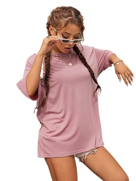 

solid drop shoulder tee 646r#, White