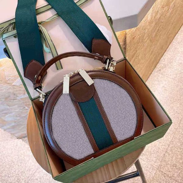 

designer luxury ladies brown round messenger bag brand leather hand designer small one-shoulder wit, Brown;gray