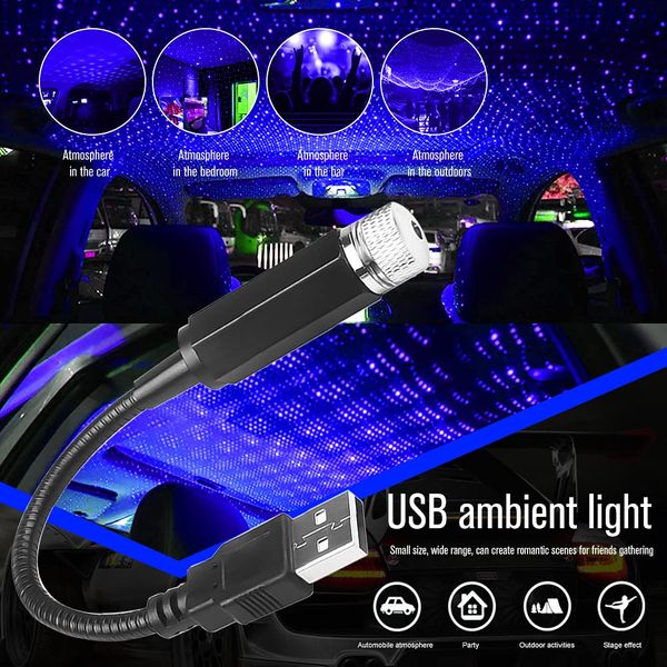 

usb car roof starlight mini adjustable led romantic atmosphere light projector indoor party general auto decoration accessories