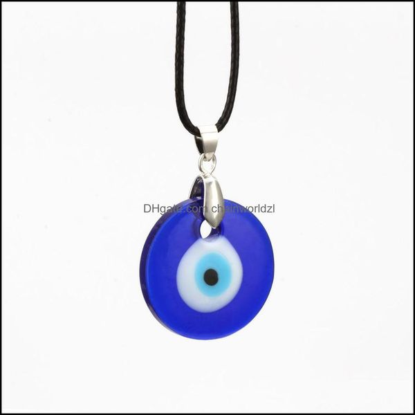 

pendant necklaces pendants jewelry evil eye necklace blue charm 30mm greek mati hamsa nazar men jewelry leather drop delivery 2021 e, Silver